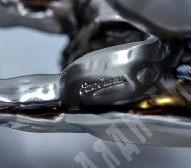 Лев на подставке. Гальваника, серебро, кристаллы Swarovski.ХХ в.. Италия, Реканати, Otta