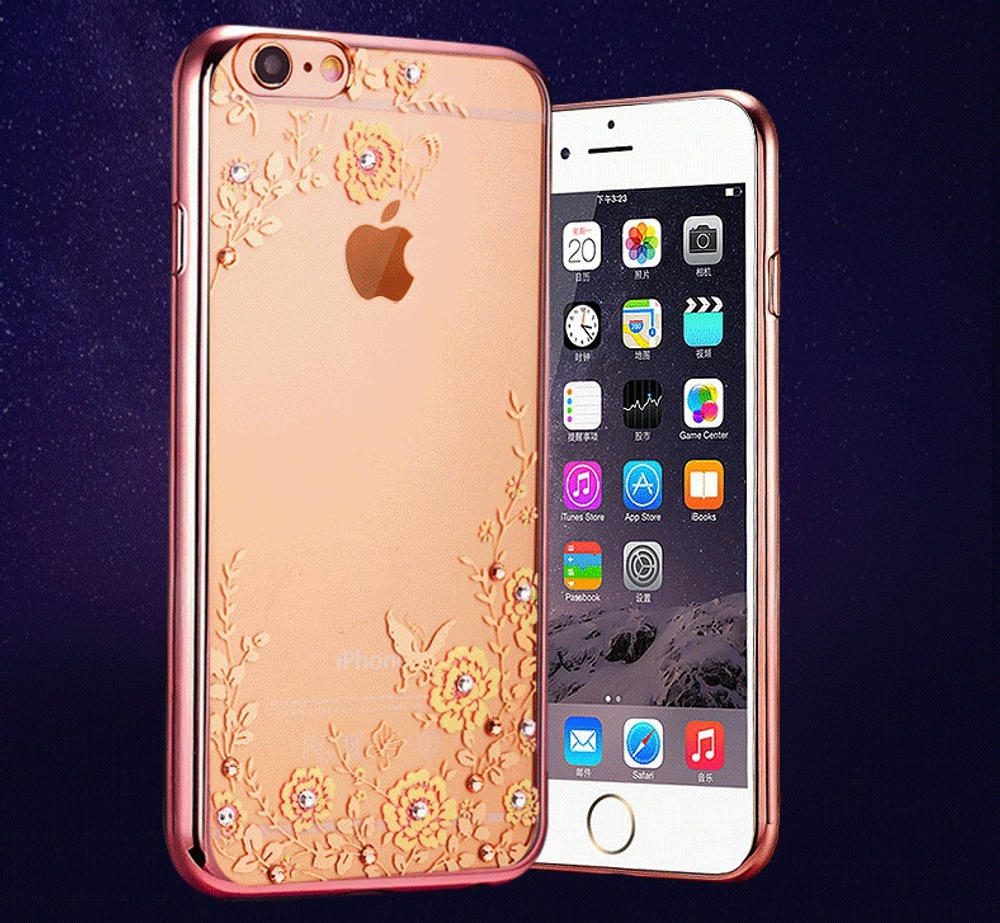 Чехол силиконовый с цветами для Iphone 6/6S