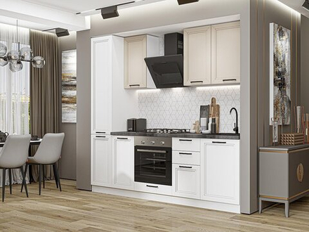 Прямая модульная кухня Нео-02 Cream Silk/White Silk - Белый 2140*2300*600