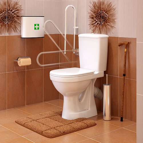 Унитаз-компакт "Персона" белый КОМФОРТ (кос,нижн,однореж.с откидным нержав. поручнем) (Ст.Оскол)