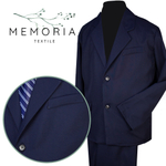 Костюм мужской без подкладки габардин черный, синий, в полоску