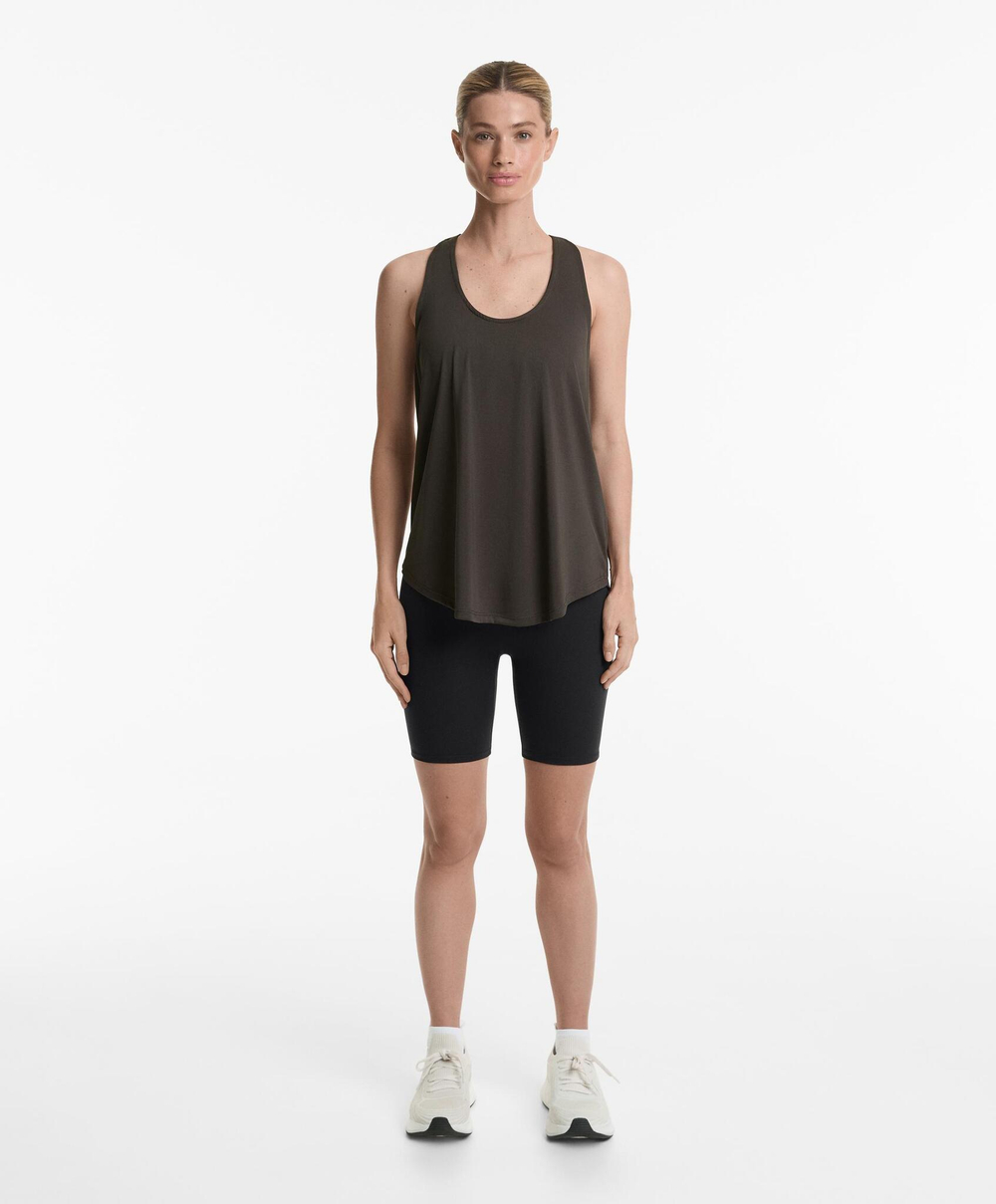 Oysho Топ из смесового модала на бретелях, антрацитовый