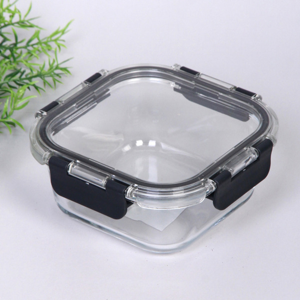 Контейнер стеклянный 500мл «Палермо» герметичный, квадратный