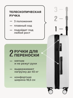 Чемодан Bonle размер L Белый