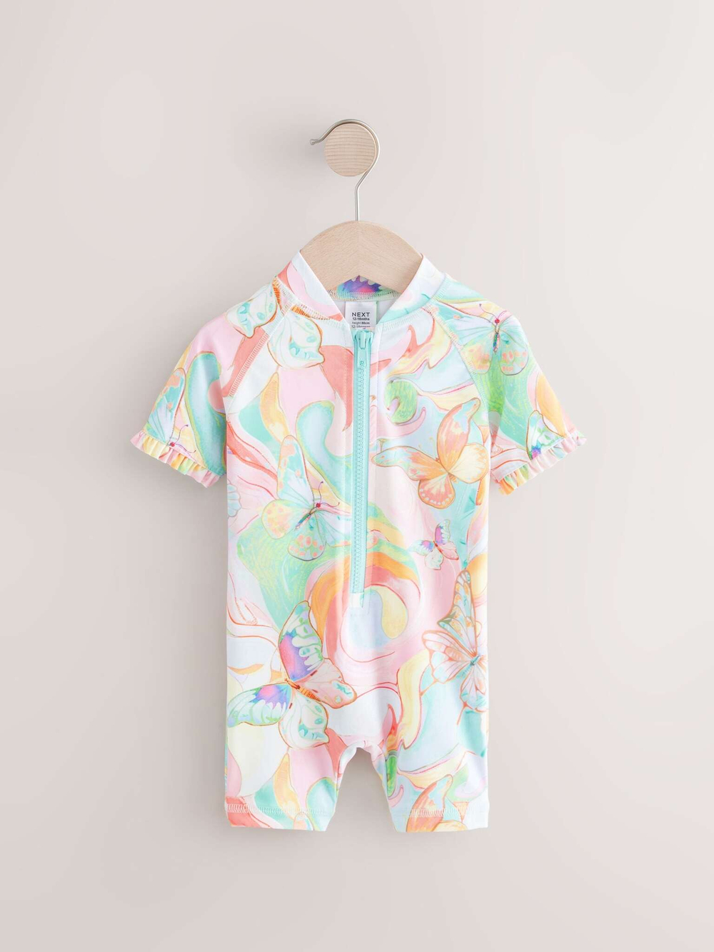 Купальник слитный на молнии для девочки Next E77-696, Розовый, Голубой