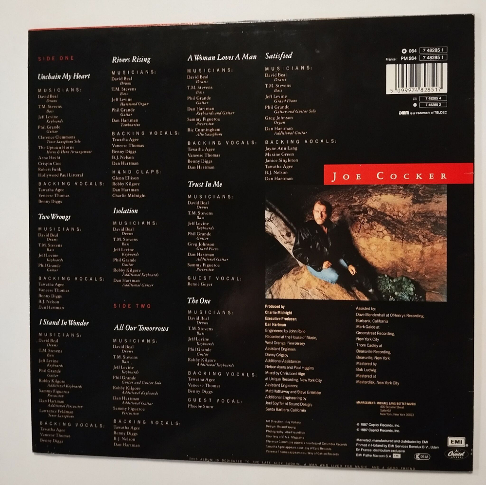 Винтажная виниловая пластинка LP Joe Cocker Unchain My Heart (Germany 1987)