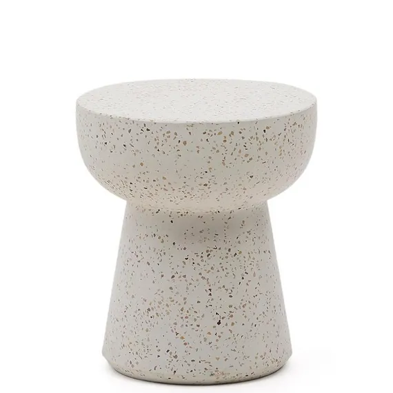 Приставной столик Pada Ø4045 см, белое терраццо