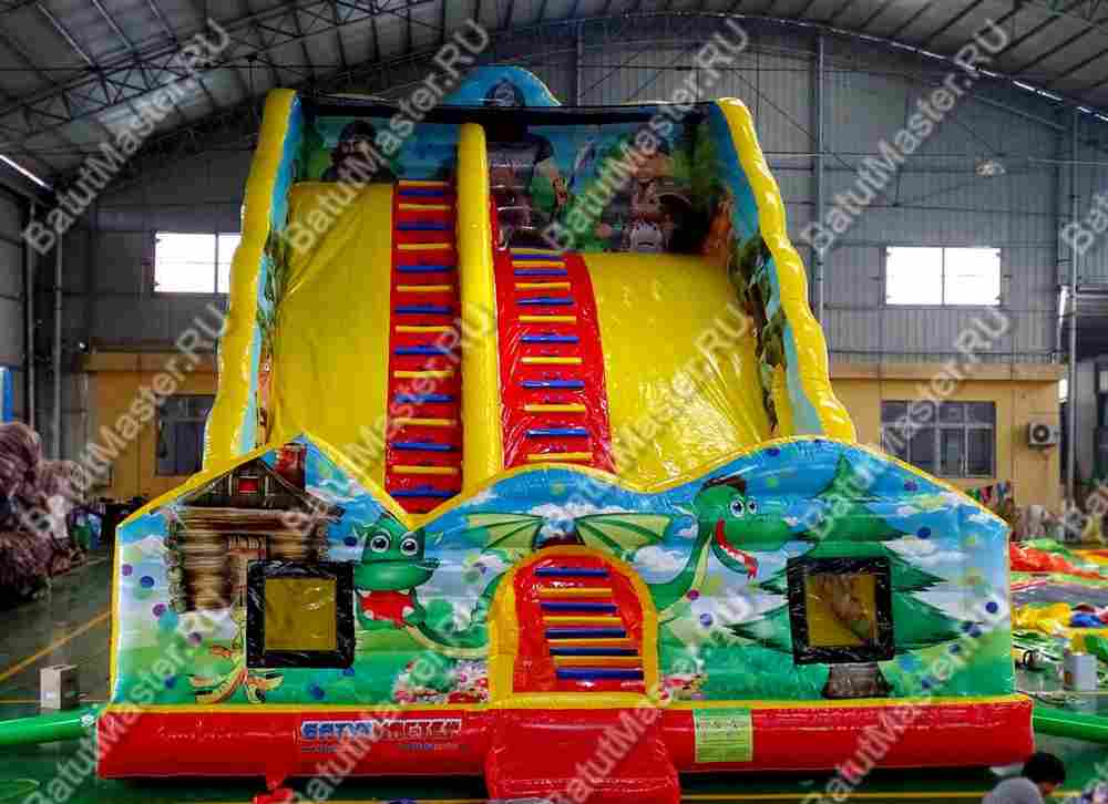 Надувная горка "Сказочные богатыри 2" 15*7*10 м