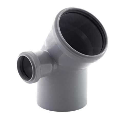 Отвод ПП (полипропилен) для канализации 45гр. Дн 110 с патрубком 50 левым с уплотнительным кольцом, Ростурпласт