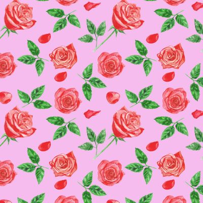 Красные розы с листиками и лепестки