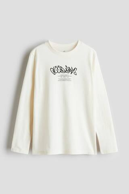 H&M Лонгслив с длинным рукавом, белый