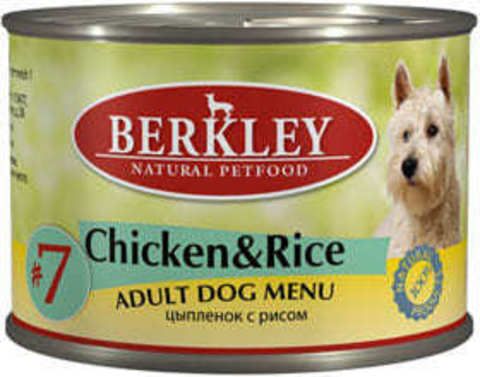 Berkley консервы для взрослых собак с цыпленком и рисом
