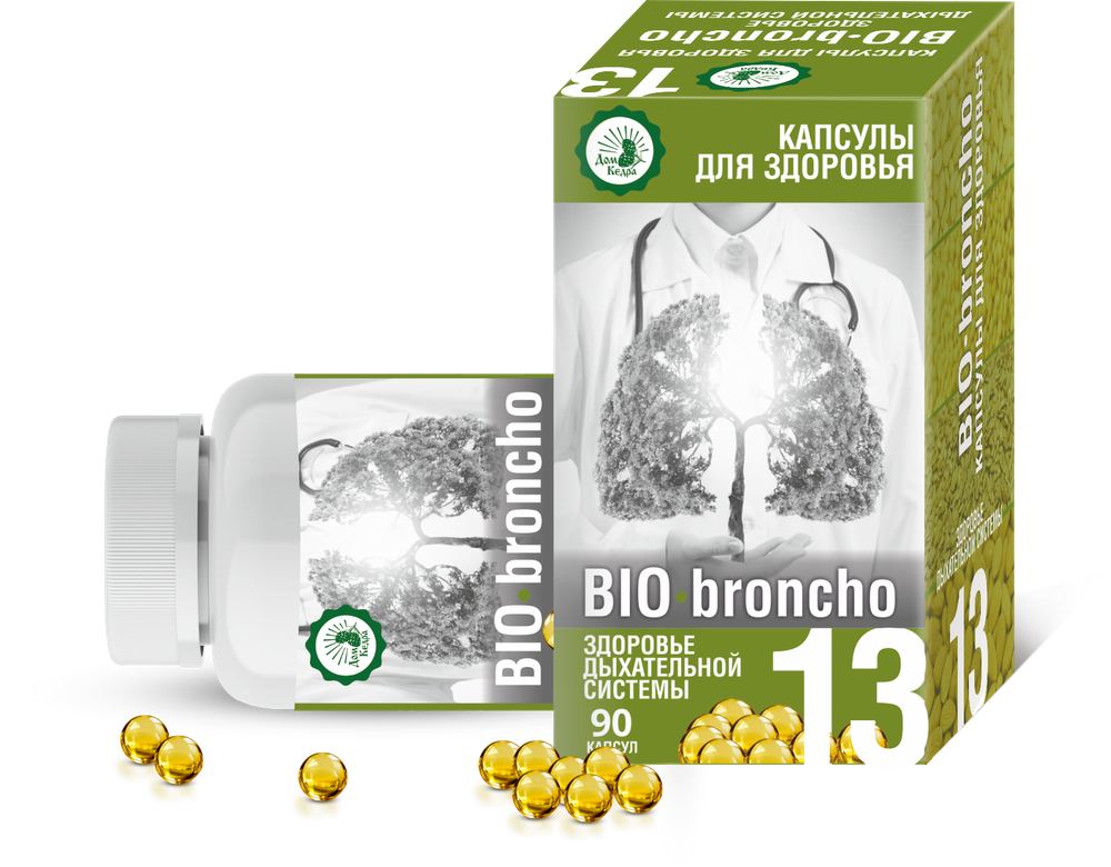 Капсулированные масла с экстрактами BIO - BRONCHO, здоровье дыхательной системы, 90 капсул Дом Кедра