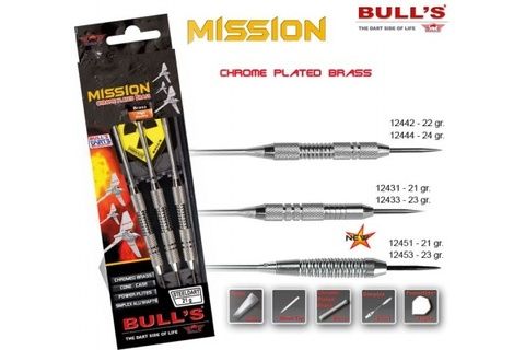 Дротики для дартса (3шт.) Bull’s Mission, латунь/хром, 21g (артикул 12451)