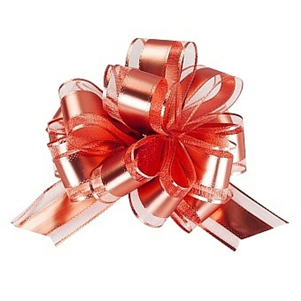 Текстильный бант Шар Широкая полоса Красный Металлик 15 см.