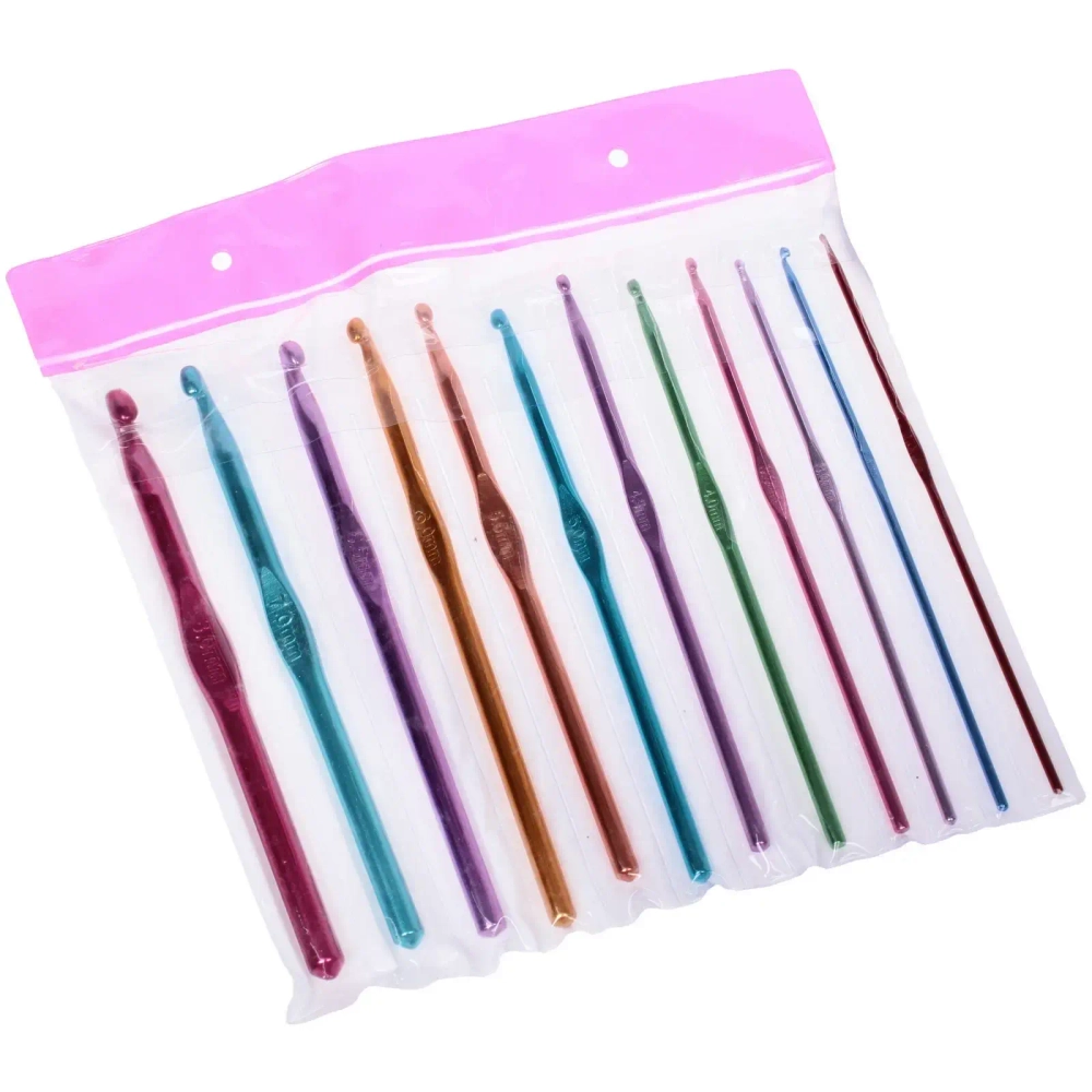 Крючки вязальные металлические в наборе 12шт «Favorite Hous», цвет как на фото, от 2мм до 8мм (в пакете)