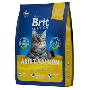 Уценка! Срок 06.2025/ Сухой корм Brit Premium Cat Adult Salmon с лососем для взрослых кошек