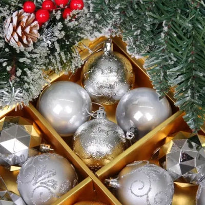 Новогодние шары «Зимняя вечеринка» 6 см (набор 16 шт), Серебро