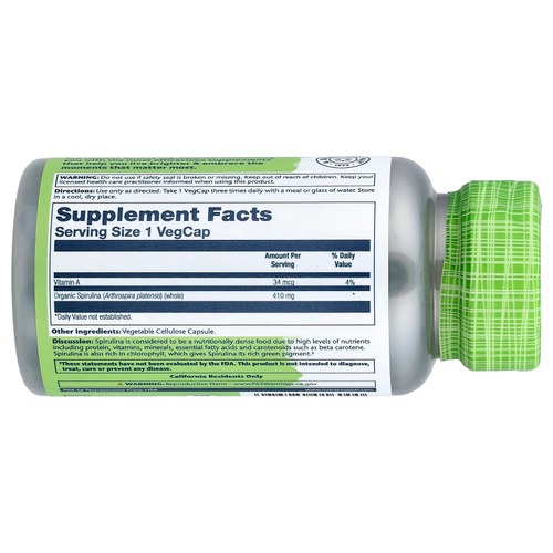 Solaray, True Herbs, спирулина, 100 растительных капсул