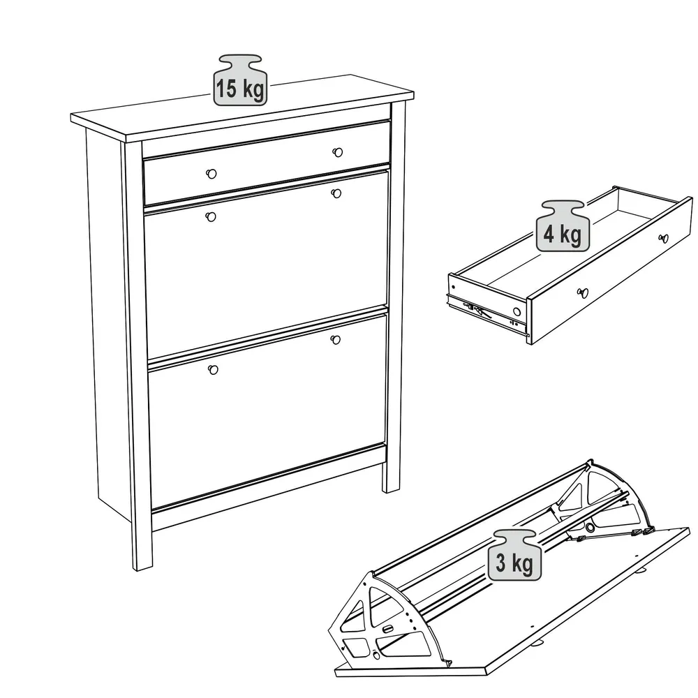 САГА тумба для обуви, 2 двери 1 ящик, 92х122 белая