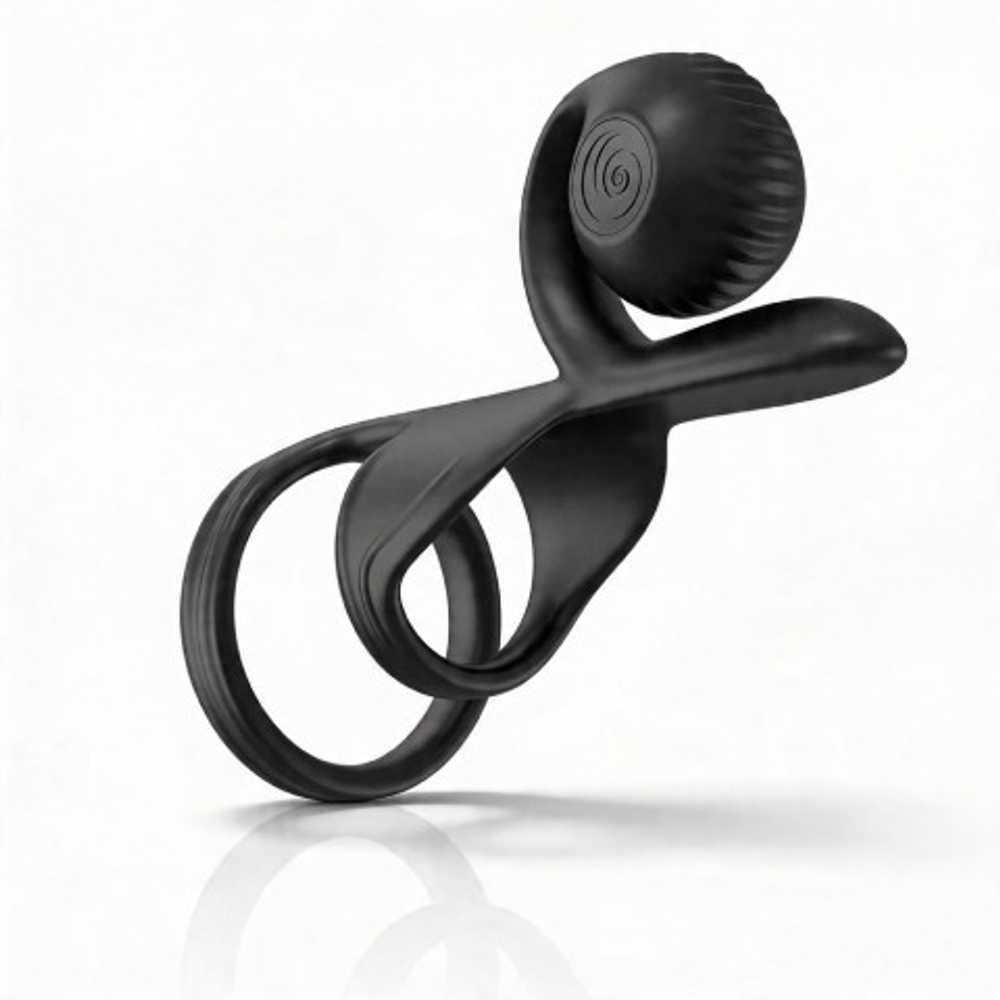 Стимулятор для пар в виде эрекционного кольца SVibe Snail JOVI черный