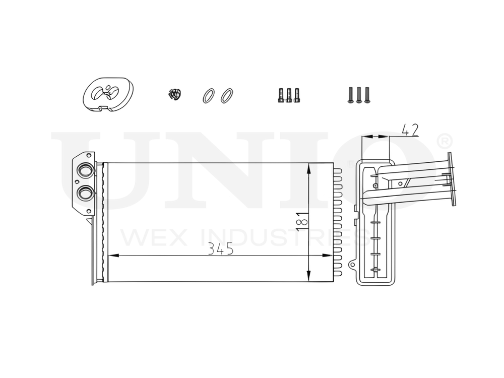 Радиатор отопителя UNIO RAD-20042