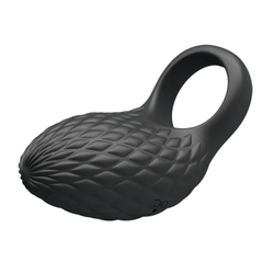 Черное эрекционное виброкольцо с рельефным дизайном