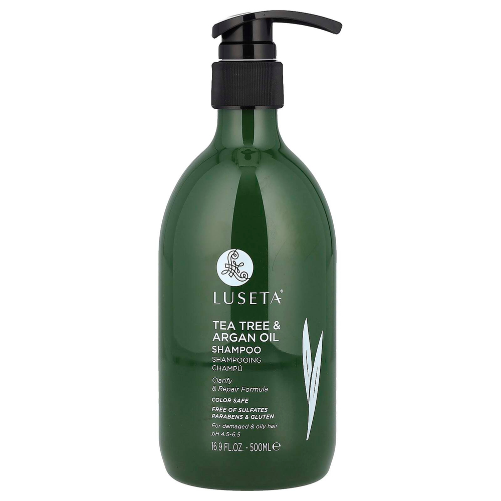 Luseta Beauty, шампунь с маслом чайного дерева и арганы, для поврежденных и жирных волос, 500 мл (16,9 жидк. унции)