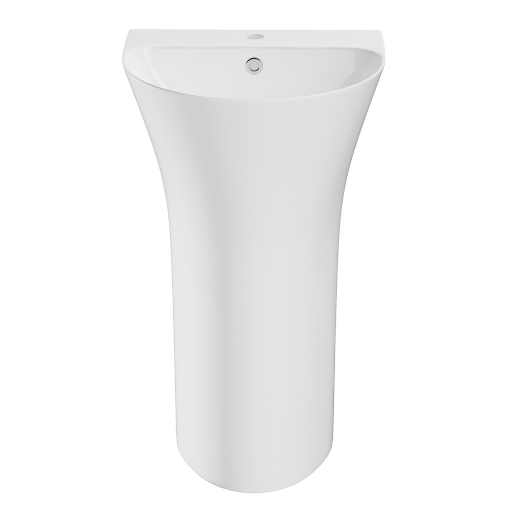 Умывальник-моноблок ROYAL WAVE 480*420*835 ш*г*в, с хром переливом, белый, овал