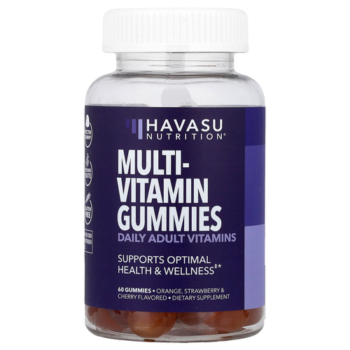 Havasu Nutrition, Мультивитаминные жевательные мармеладки, с апельсином, клубникой и вишней, 60 жевательных таблеток