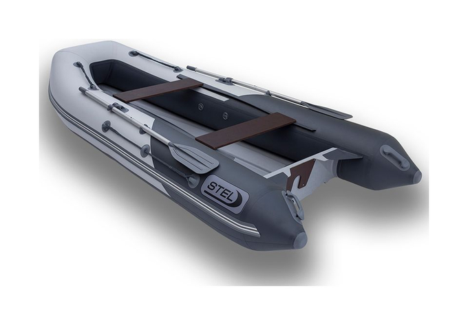 Лодка РИБ (RIB) STEL R-360P, светло-серый/серый, накладки на рундук и банки, защита киля, корпус серый