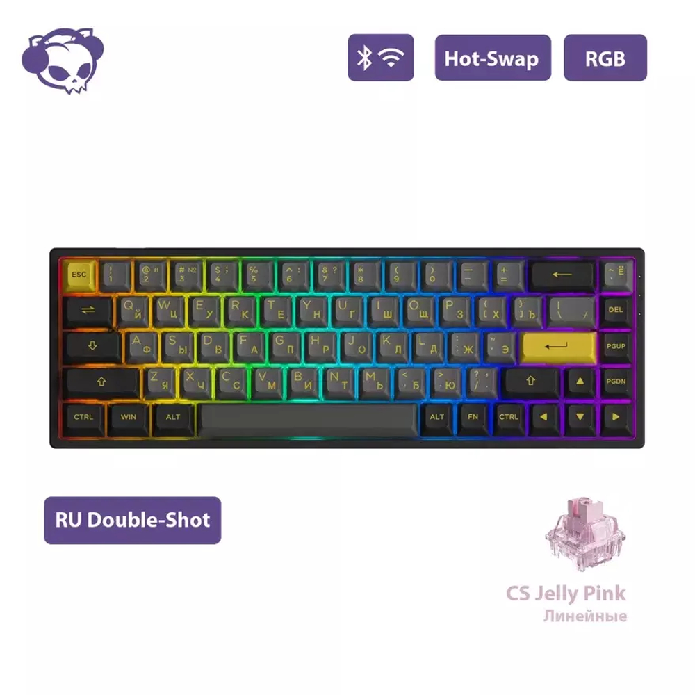 Игровая механическая клавиатура AKKO 3068B Plus Black&Gold CS Jelly Pink