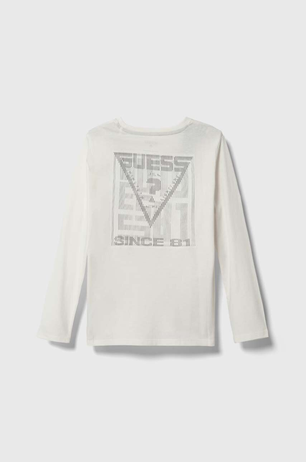 Футболка с длинным рукавом GUESS Экрю/Спинка: термопринт: прямоугольник с переливающимся логотипом (Мальчик)