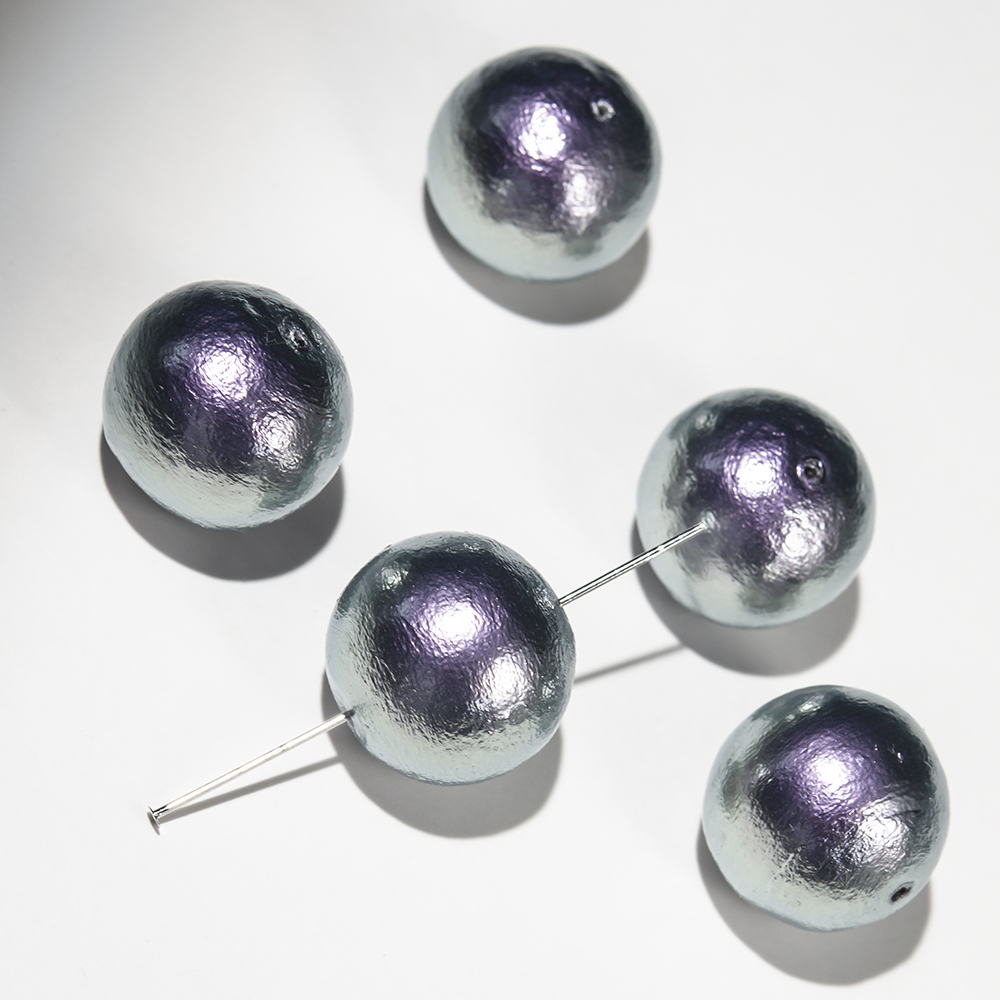 Хлопковый жемчуг, оттенок "Rich Gray", шар 16мм, сквозное отверстие