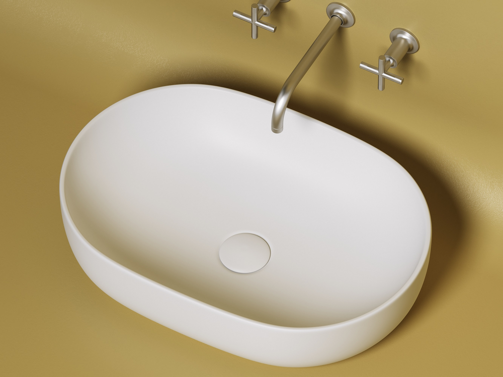 Умывальник чаша накладная овальная (цвет Белый Матовый) Element 600x415x135мм
