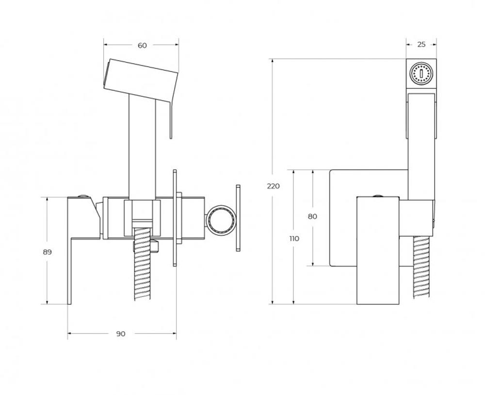 Гигиенический душ со смесителем CEZARES SLIDER-DIF-NOP