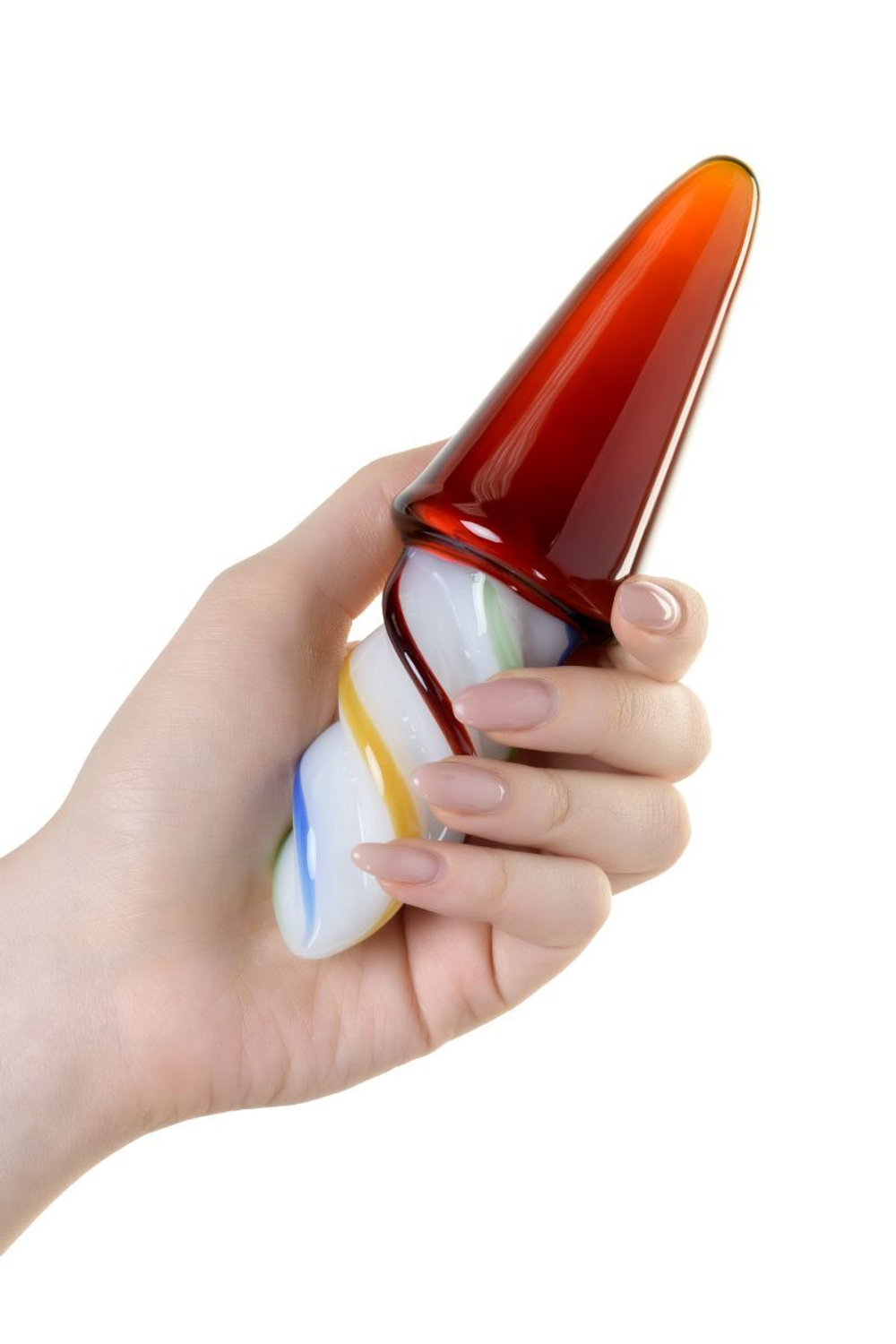 Коническая стеклянная анальная втулка Sexus Glass - 16 см. (Цвет: разноцветный)