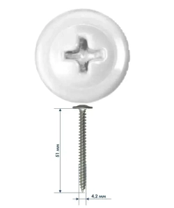 Саморезы прессшайба 4,2х51 мм острый Белый RAL-9003 (50 шт) ЁЖкрепЁЖ.