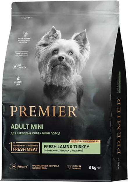 Premier Dog Lamb&Turkey ADULT Mini Ягненок с индейкой для собак Мелких пород 8кг.