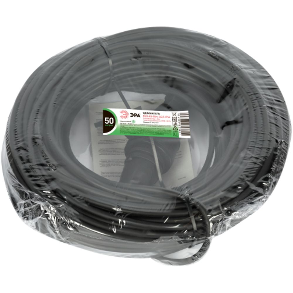 Удлинитель силовой ЭРА GREEN LINE BUH-KG-50m-3x2,5-IP44 в бухте 1 гнездо с крышкой с заземлением 50м КГ 3x2.5мм2 IP44 | Силовые удлинители