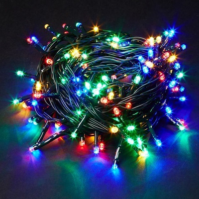 Светодиодная гирлянда "Нить" Мульти 20 метров. С контроллером, черный провод. Влагозащищенная