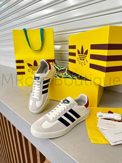 Женские белые кеды Gazelle adidas x Gucci