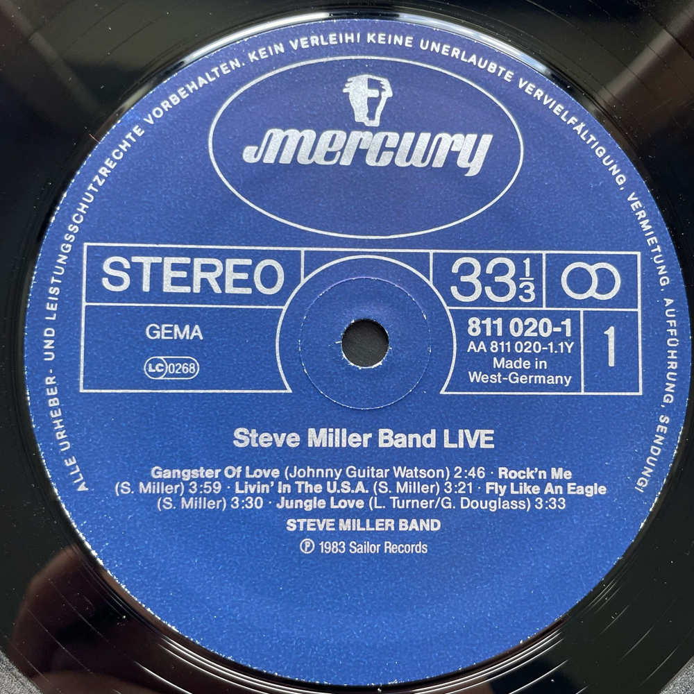 Винтажная виниловая пластинка LP Steve Miller Band Live (Германия 1983)