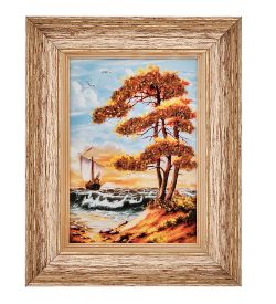 AMB-01/27 Картина «Отражение мечты» (с янтарной крошкой) пласт.рамка 33х42см