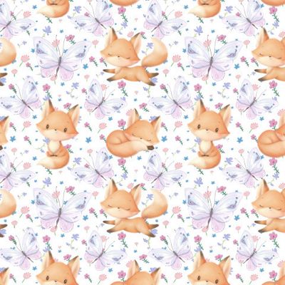 Милые лисята и бабочки