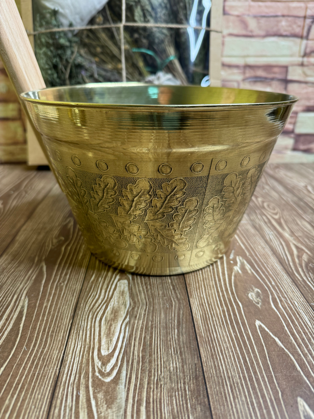 Ушат-запарник латунь с тиснением 3л.