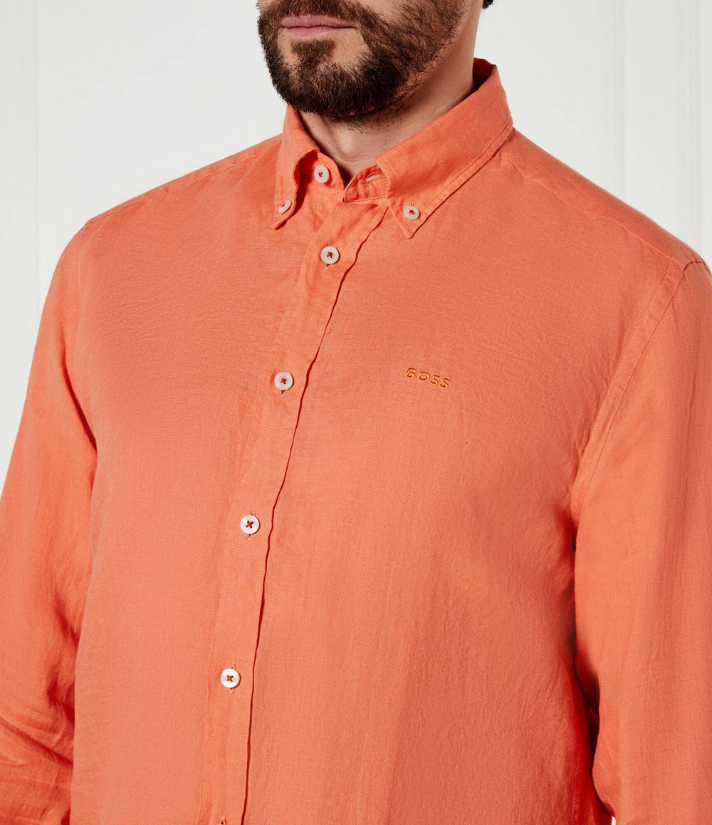 Льняная рубашка H-LIAM-BD-E-C1-243 BOSS BLACK - оранжевый(50522592)
