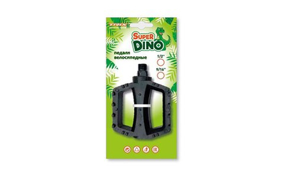 Педали детские TRIX Super Dino, пластиковые, 100x80мм, резьба 1/2", с шипами, черные (50)