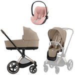 Коляска Cybex Priam IV Rosegold complete Cloud T Peach Pink Plus Base T 3 в 1 Cozy Beige