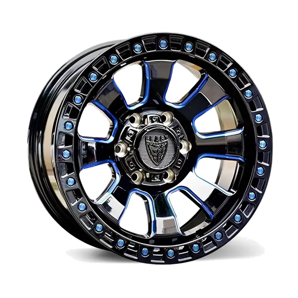 Диск колёсный литой BEAST OFFROAD 9604N R17 8,5 ET0 Blue Gloss Black W Milled Spokes